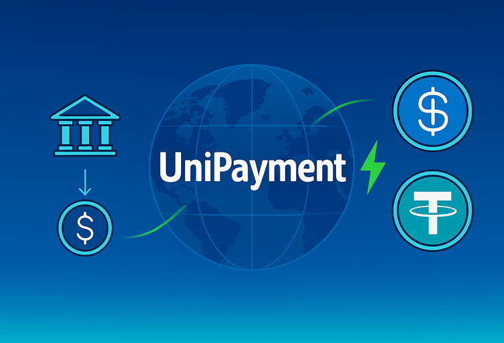 Global forex globe bridged by UniPayment from bank to stablecoins