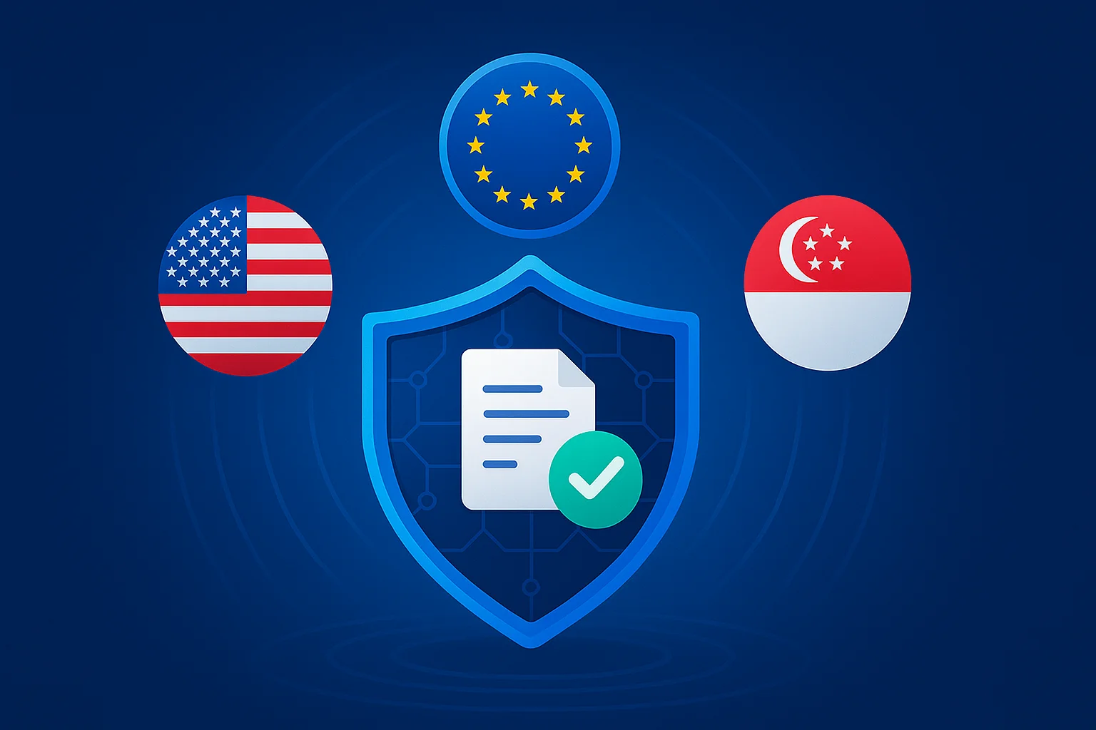  Stablecoin payments global compliance badge—UniPayment secure gateway meets US, EU & Singapore AML/KYC standards 